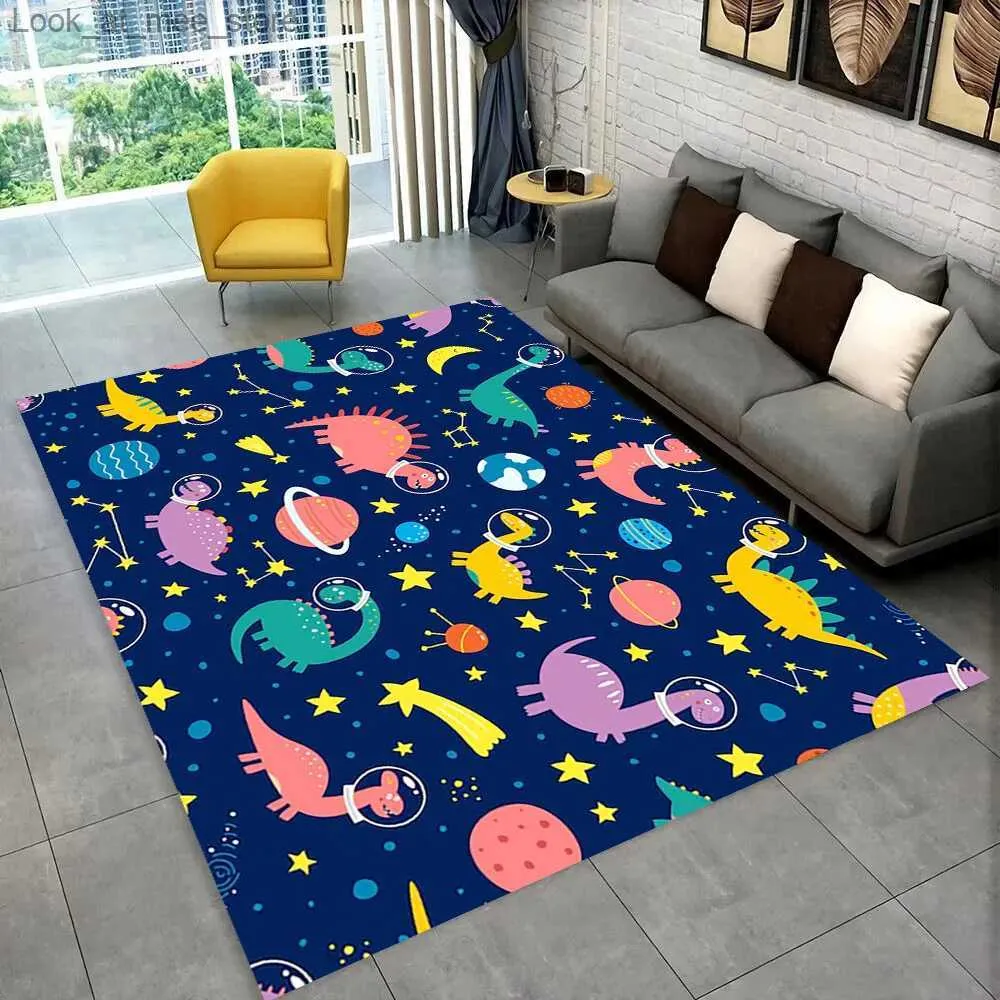 Tapis 3D dessin animé dinosaure espace mignon Dino enfants zone tapis tapis pour salon chambre canapé paillasson décoration tapis de sol antidérapant Q240123