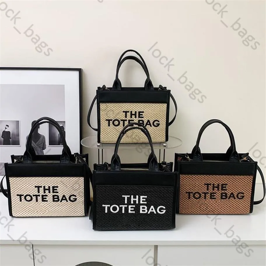Плетеная средние сумки сумки Marc Designer Tote Mags для женщин, магазины, клатч, сумочка, вязание крючко