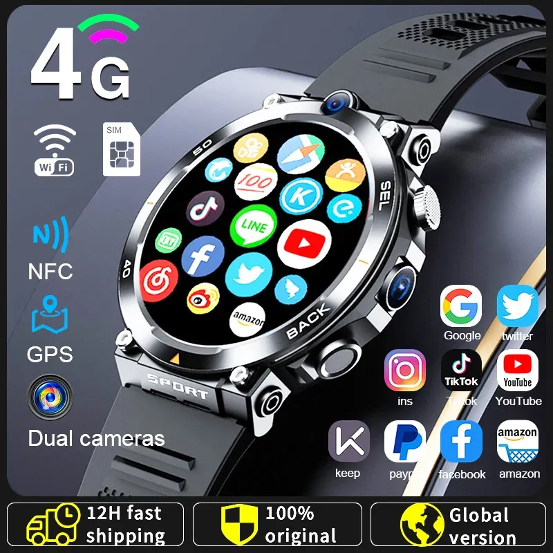 4G Smartwatch Laden Sie eine beliebige APP-Software herunter. Dual-Kamera-Videoanrufe 1 39 Touchscreen Unterstützt Google Play Store