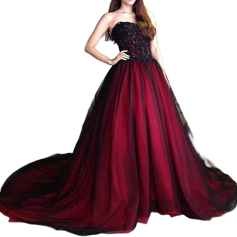 dark red black tie dress Dark Red & Maroon Prom Dresses