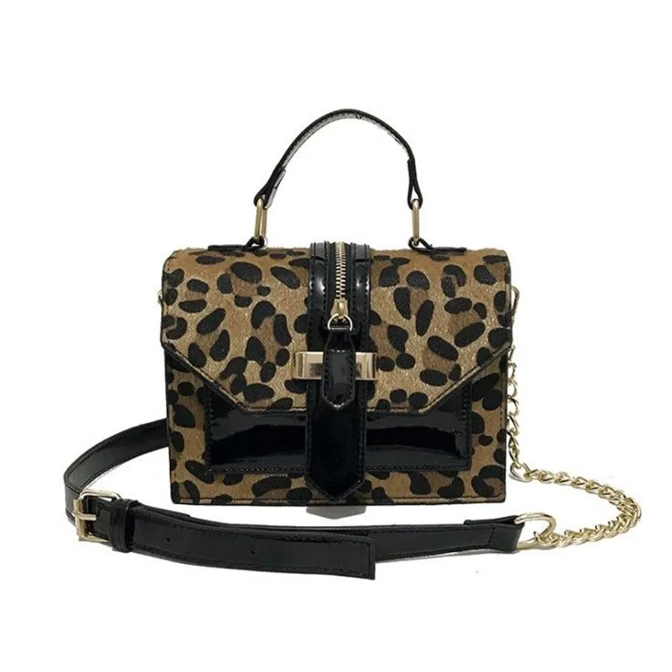 Sacs à bandoulière léopard pour femmes avec décoration de fermeture éclair pour femmes sacs à main