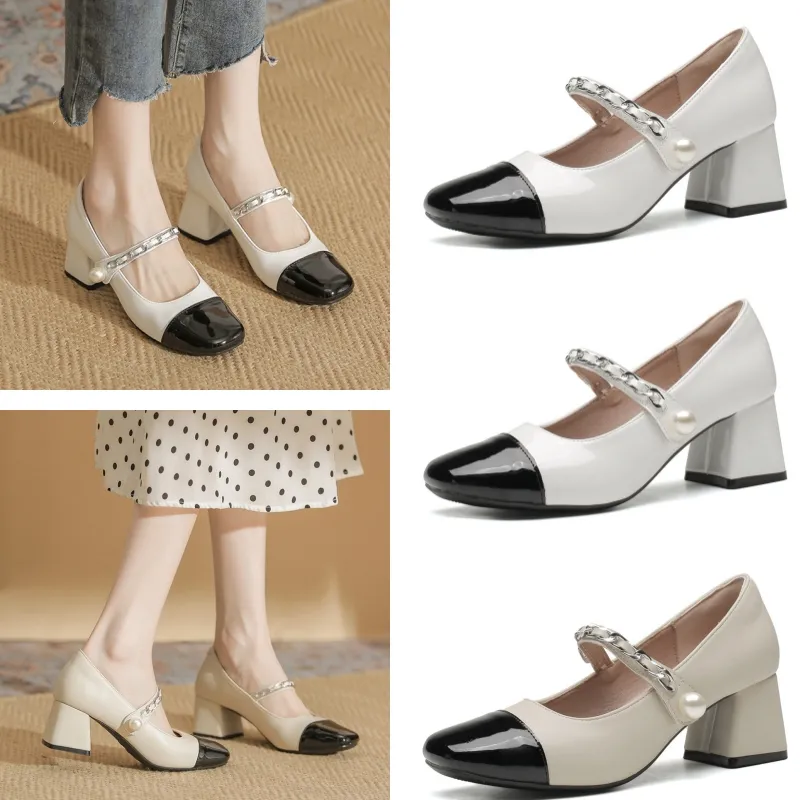 Leather Dress Shoes Heel Designer Shoes Women Sandals And Comfortable Retro Party Buckle Slingback Shallow Mouth Stiletto Heel Shoes