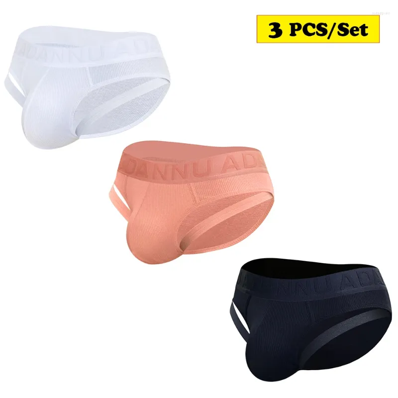 Sous-vêtements 3pcs / Set ADANNU Sous-vêtements pour hommes Coton Daily Wear Sexy Gay Bikini Briefs Fitness Sport Boxers Shorts pour hommes AD769