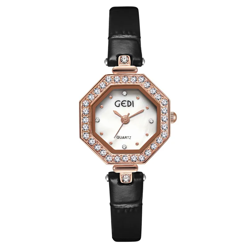 Montre de luxe à quartz pour femmes, simple, exquise, octogone, haute apparence, ceinture horizontale, étanche, cadeaux de luxe, A12