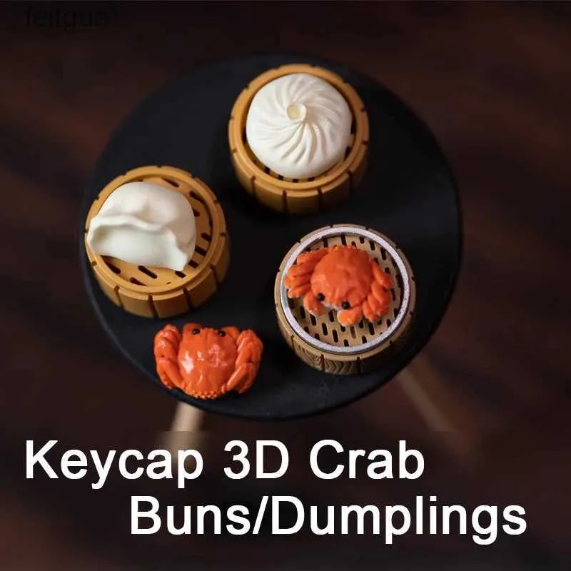 Teclados Teclados 3D Caranguejo Keycap Teclado Mecânico Translúcido Absorção Magnética Food Buns / Dumplings Keycap Office Descompression Chaves ESC YQ240123