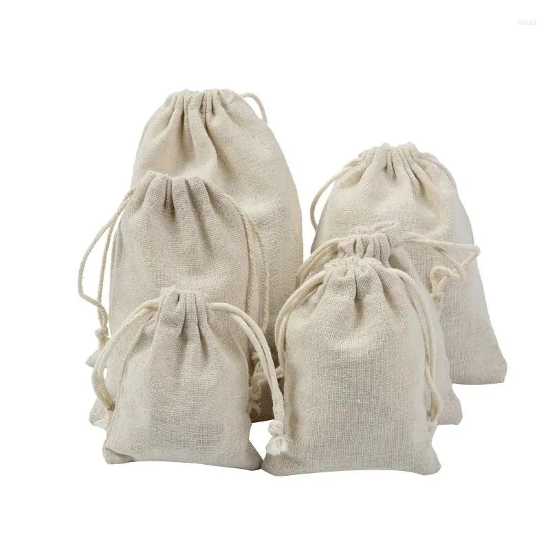 Storage Bags 20Pcl/Lot Big Sizes Drawstring Natural Cotton For Wedding Party Christmas Tree Decoration And Home Kitchen Food Tool Stora