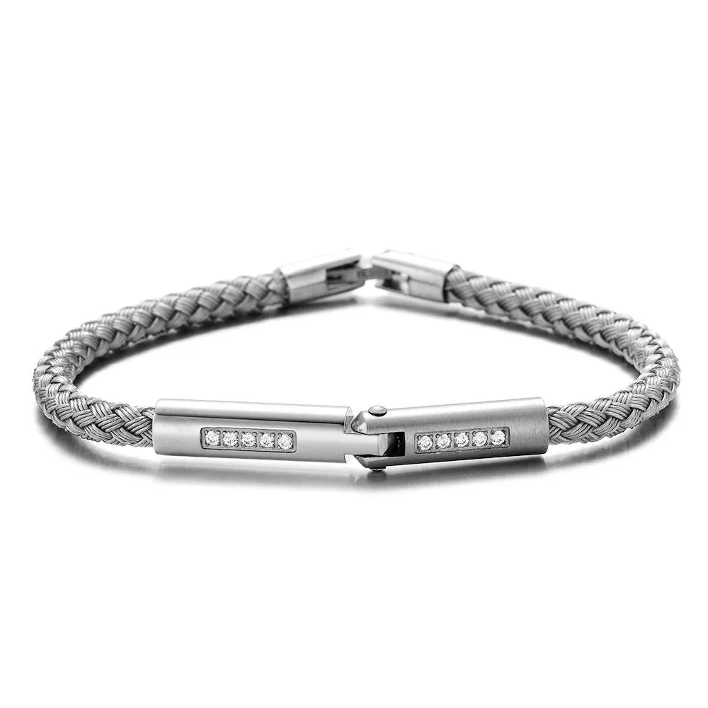 Bracelets RUIMO Luxury Crystal Connector Safty Clasp Silver Color Stainless Steel 5mm Steel Wire Jewelry Bracelet for Men and Women DIY