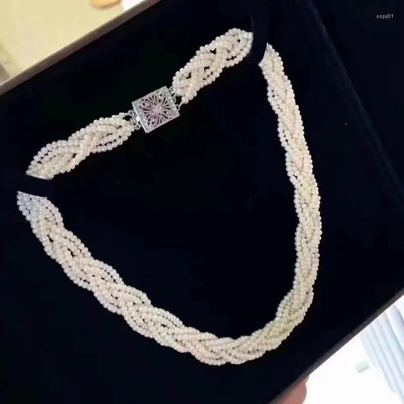 Anhänger MADALENA SARARA European American Festival Weiße Süßwasserperle Damen Halskette Mehrreihiges Geflecht Handgemachtes Halsband