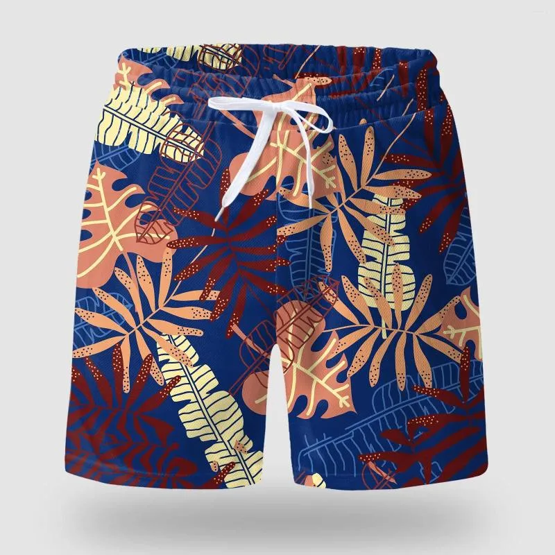 Herenshorts Herenbord Boheemse vintage plantenprint Losse trekkoord elastische taille Trunks Hawaiiaanse casual strandkleding