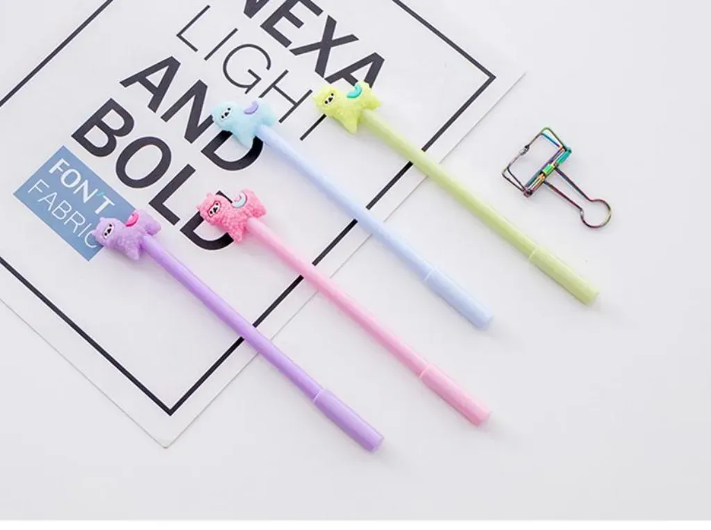 Cartoon alpaca gel pen 0.5mm black children Writing Pen Office Eexamination Limited Office Material School Supplies wholesale Free E-PACK