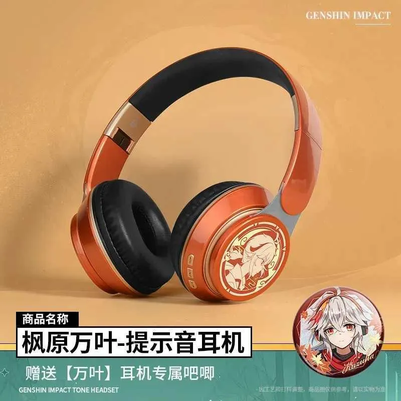 Headsets Kazuha Headphones Game Genshin Impact Headphone Cosplay Portable Wireless Bluetooth Stereo Foldable Headset Adjustable Earphones J240123