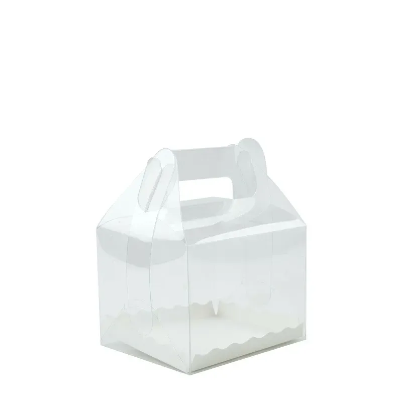 Transparent Cake Roll Packaging Box with Handle Eco-friendly Clear Plastic Cheese Cake Box Baking Swiss Roll Box