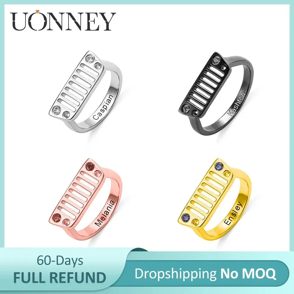 Anneaux UONNEY livraison directe personnalisé Jeep anneaux de naissance pour hommes gravé Original 925 bague en argent Sterling cadeaux de fête des pères bijoux