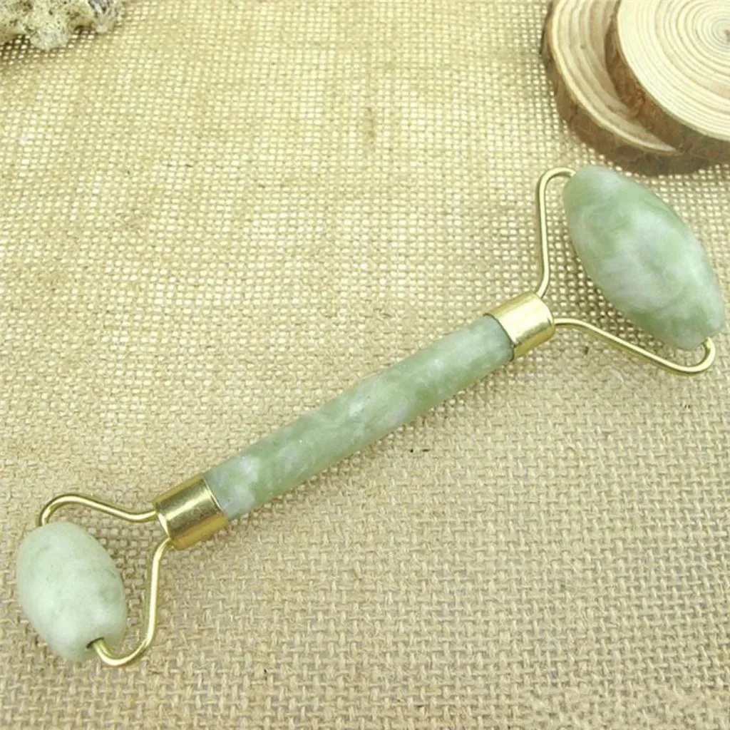 Natural Tumbled Chakra Rose Quartz Carved Beauty Roller Facial Massor Stick Jade massager 