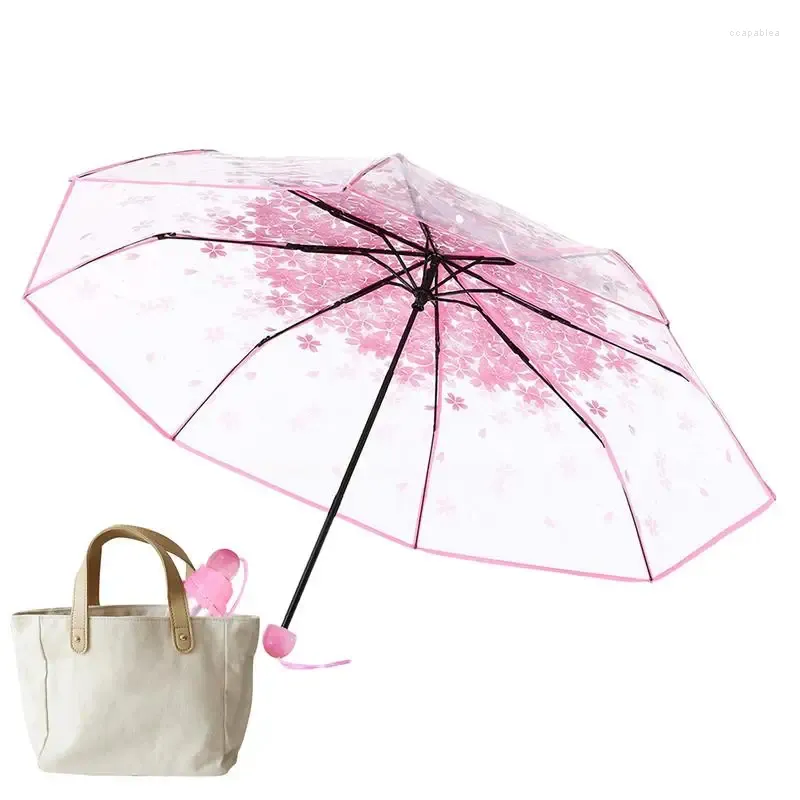 Paraplyer transparent paraxelkörsbärsblomning för flickor frostad textur regn klar vindtät kvinnor