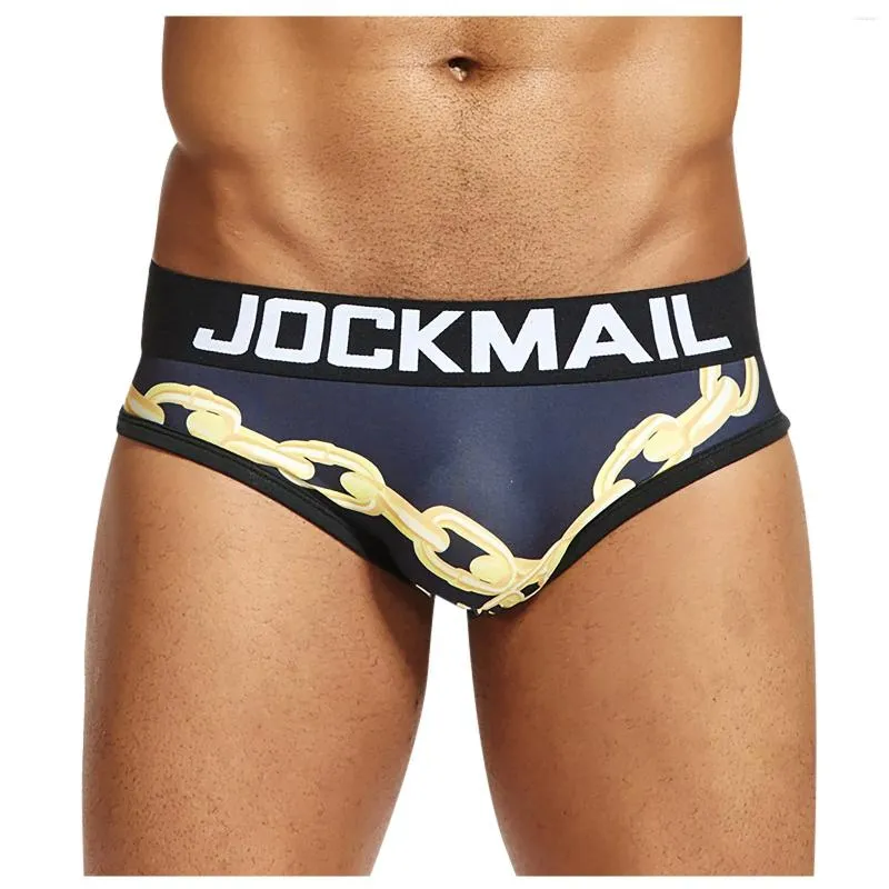 언더 팬츠 Jockmail 패션 남성 체인 체인 프린트 브리프 남성 통기성 부드러운 팬티 편안한 플러스 사이즈 속옷