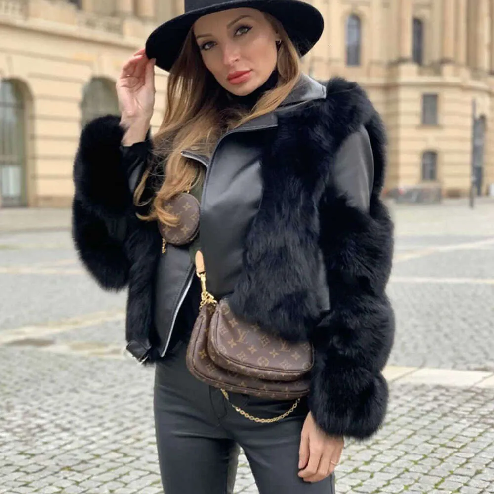 Women's Fur Faux Fur 2024 American Retro Style Autumn Winter Luxury Knitted Fur Coat Women Double Long Sleeve Woven Liner Fashion Real Fox Fur Coat Designer Jacket 551