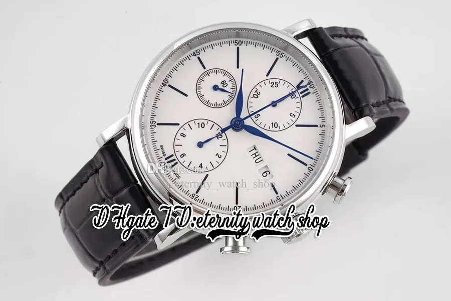 TWF 150 Jubileumsserie Mens Watch TW391024 A79320 Chronograph Automatic White Dial Stick Markers Steel Case Leather Strap Super Edition