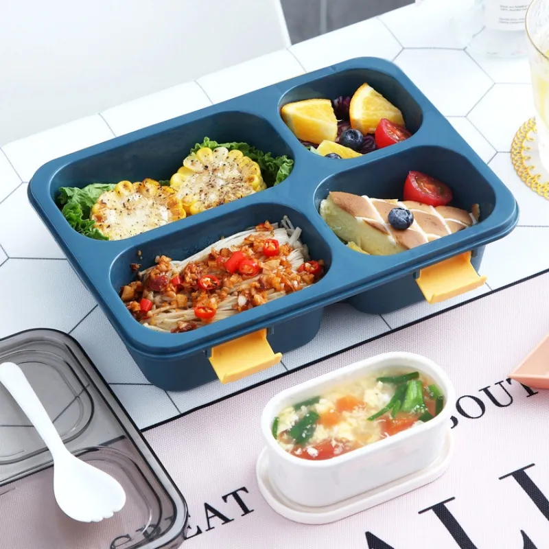 Scatola il pranzo a quattro scomparti Set di stoviglie portatili microonde la scuola e l'ufficio Contenitori scatole insalata bambini adulti MHY019-