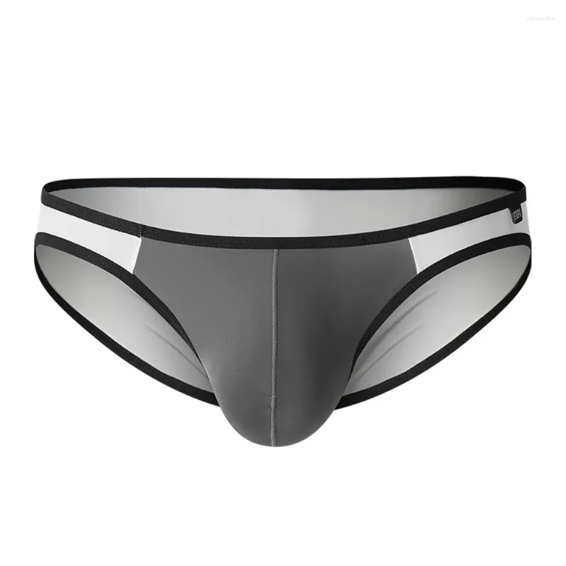 Mutande Intimo da uomo Slip ultrasottile trasparente in seta di ghiaccio Vita bassa Morbido Fitness Sport Mutandine da corsa Costumi da bagno comfort