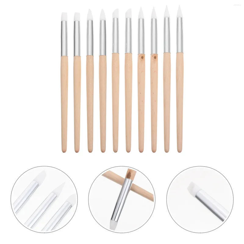 10Pcs Hohe Qualität Uhr Zifferblatt Reinigung Pen Nail art Silikon Carving Relief Maniküre Pinsel Staub Reiniger Reparatur Werkzeuge