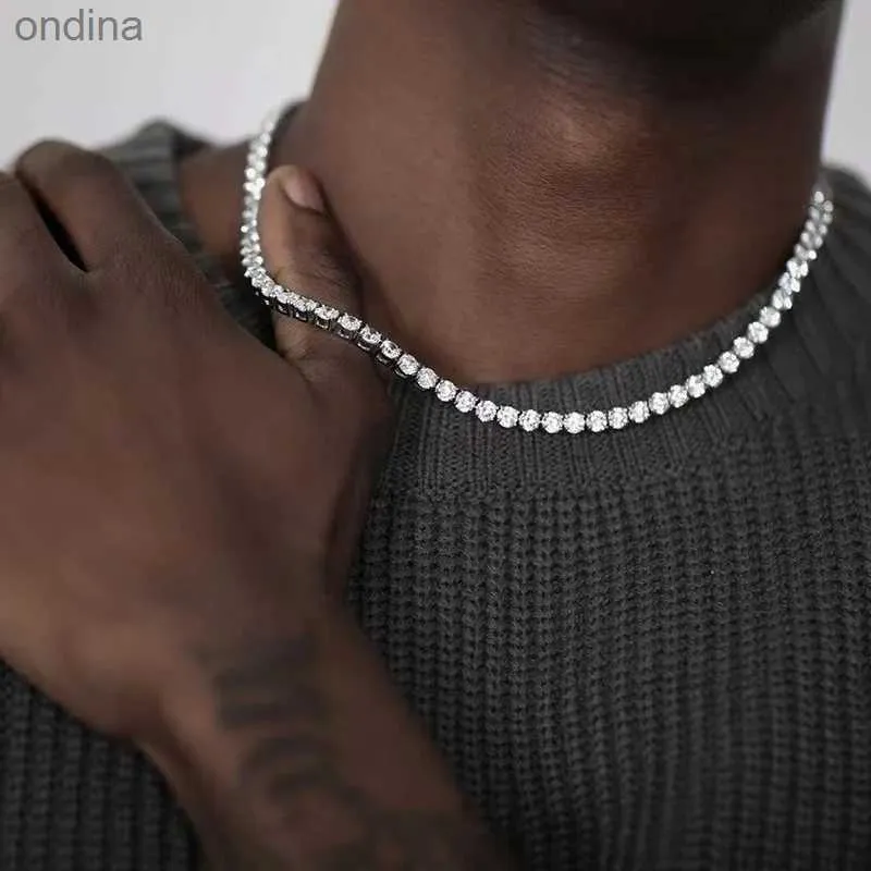 Anhänger Halsketten Hip Hop Zirkon Kristall Halskette Für Männer Rock Silber Farbe Tennis Kette Halskette Für Frauen Mode Party Schmuck geschenk YQ240124