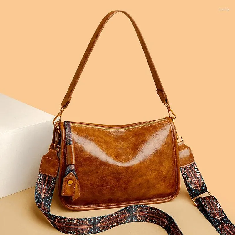 Avondtassen Vintage oliewasleer vrouwen TOTE 2024 Luxe dames schouder crossbody tas hoogwaardige vrouwelijke handtassen messenger sac