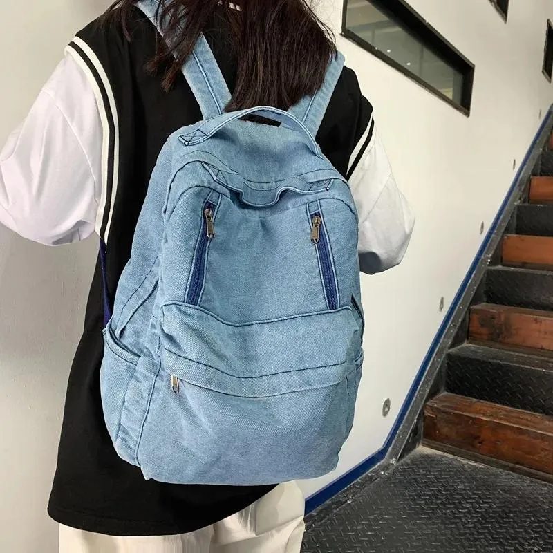 Bags Fashion Ladies Denim Canvas School Backpack Boy Girl Travel Student Bag Female College Backpack Men Women Laptop Bags Rucksack