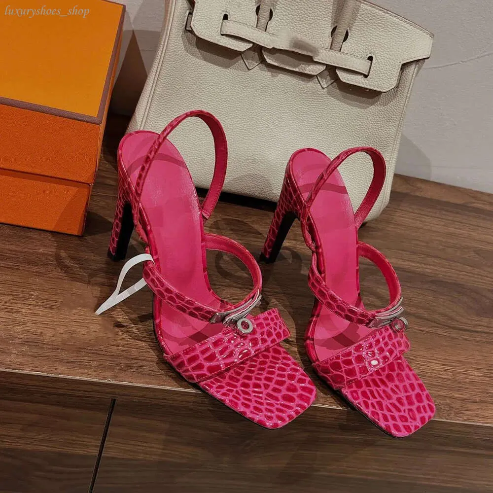Summer Charms Sandals Mule Sky Blue Crocodile Pattern Pink Lambskin main image 0