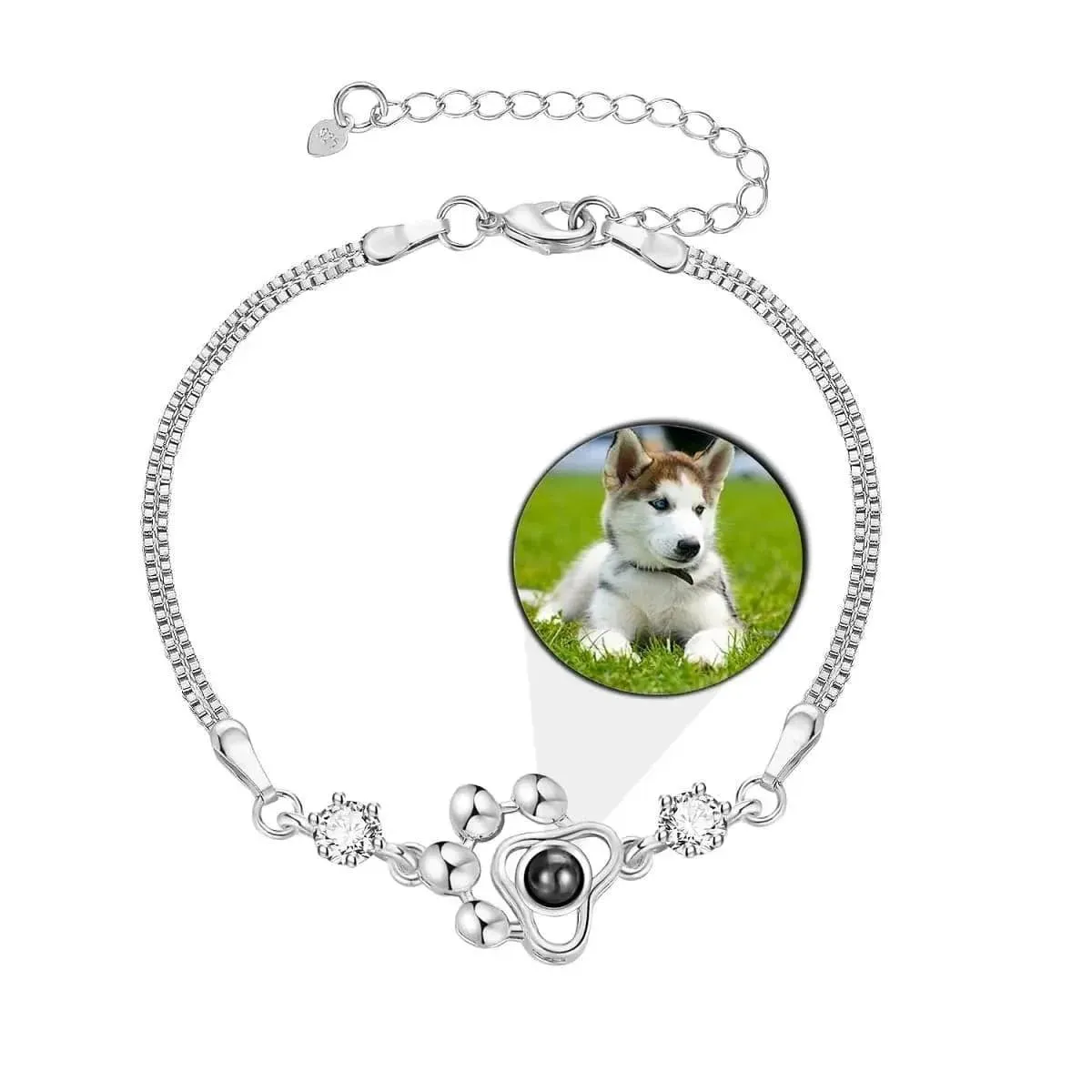 Bracelets Bracelets Personnalisés Projection Argent Sterling 925 Projection De Photo Personnalisée Chat Pattes De Chien Bracelet Cadeau De Noël pour Femme