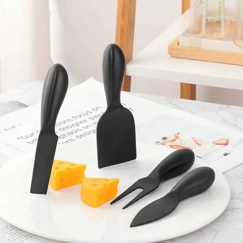 Camp Kitchen Modern Simplicity Stainless Steel Black Cheese Cutlery Sets Kitchen Gadgets Household Cheese Jam Originality Dinnerware Sets New YQ240123