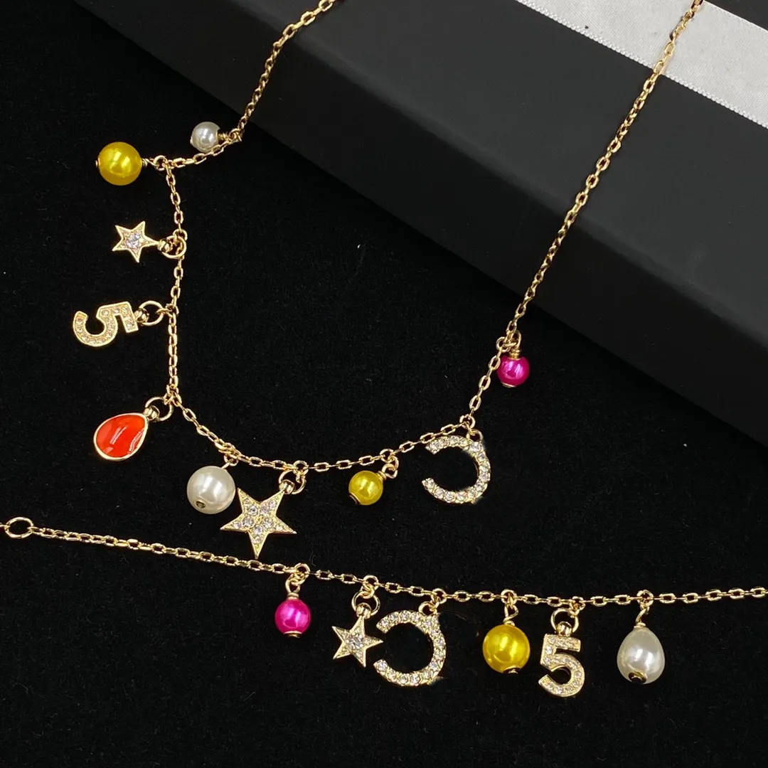 Top Jewelry Sets Pearl Chain Bracelet Necklace Designer Lover Necklace Bracelet Letter For Woman Wedding Gift