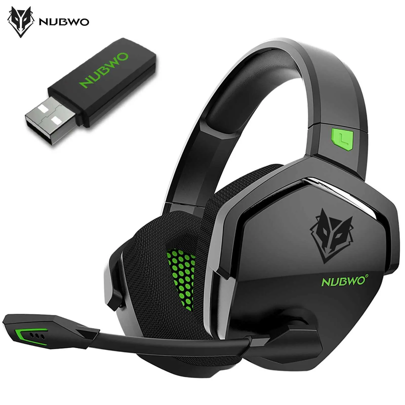 Headsets NUBWO G06 Wireless Gaming Headset für PS5 PS4 PC Laptop Over-Ear-Kopfhörer mit Mikrofon 2,4 G BT Wireless/Wired Headset für Spiele J0123