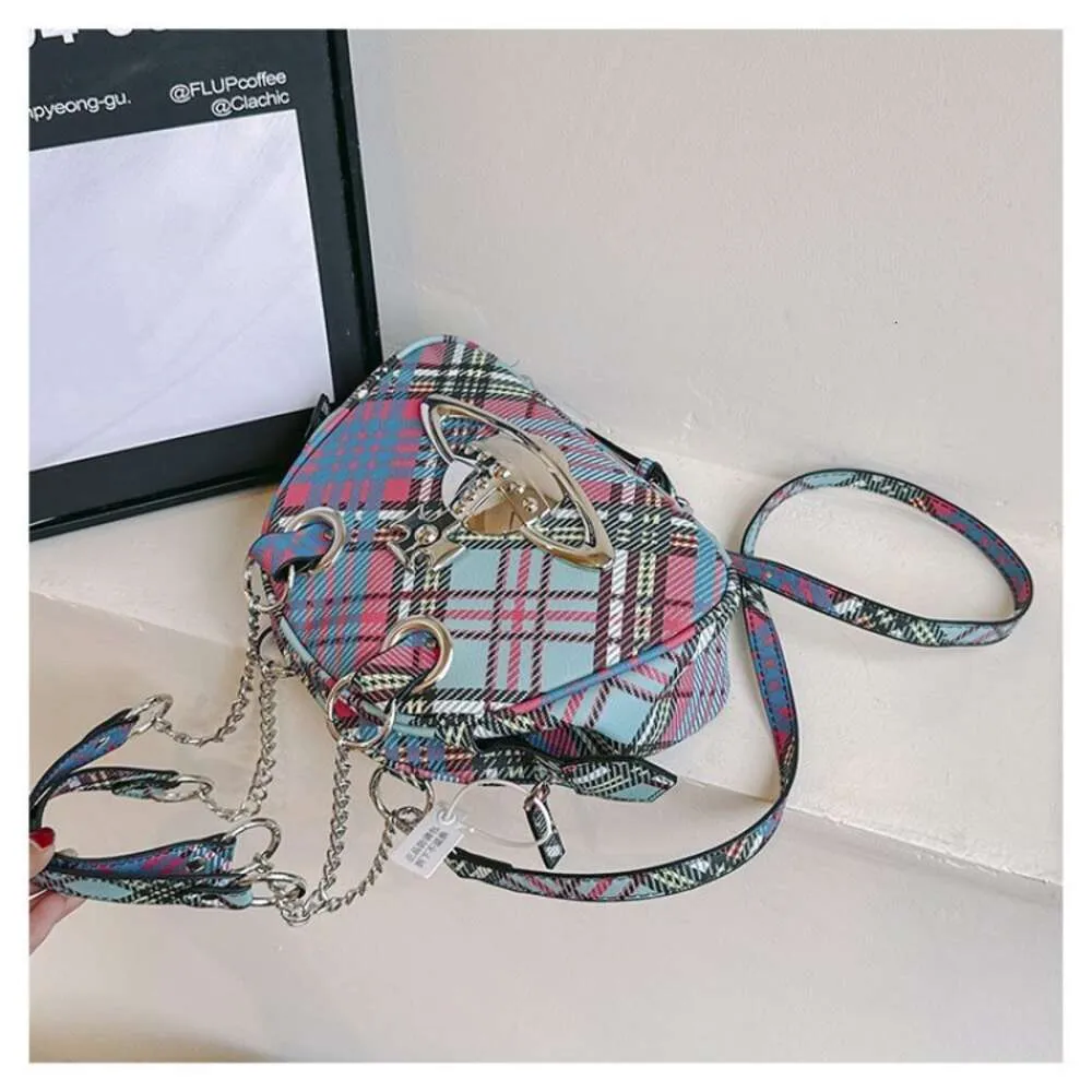 Viviennes Westwoods Automne / Winter Saturn Sac à dos Half Round Sac Colorful Plaid Underar Bag Zipper