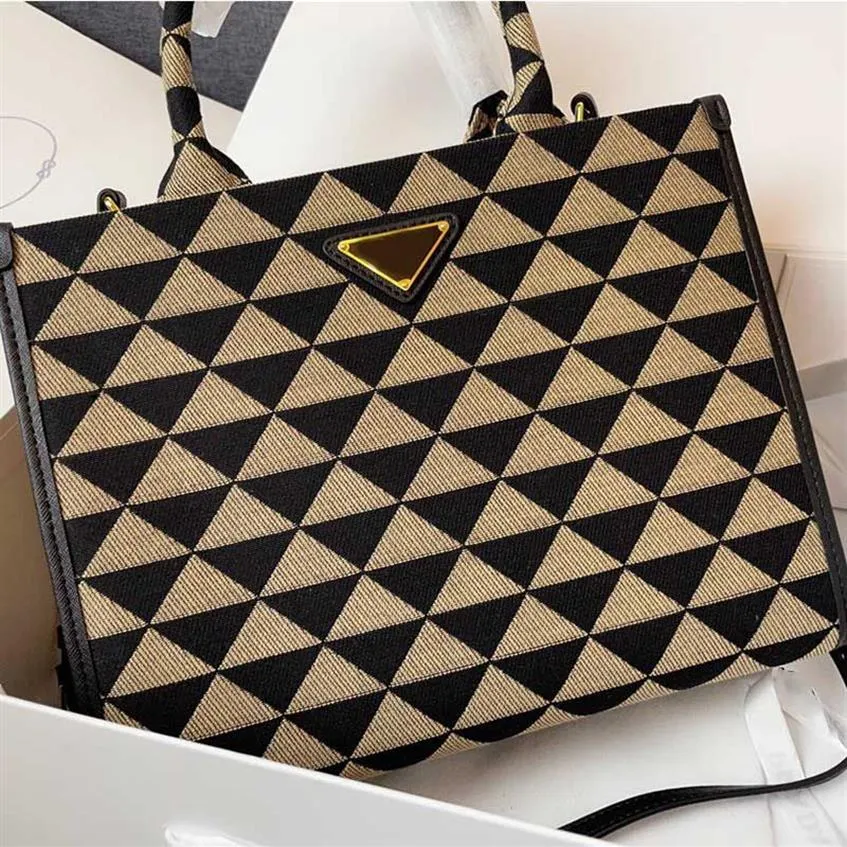 Nowa torba damska designerska 1BA354 Borsa Mała w Tessuto Ricamato Prosta ogólna geometryczna trzypoziomowa torba na zakupy z R342W