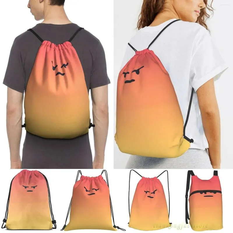 ショッピングバッグ怒っている反応男性の目的ドローストリングバックパック女性屋外旅行バックパックジムトレーニングスイミングフィットネスバッグ