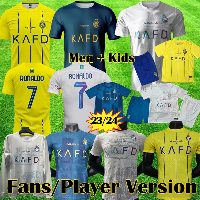 23 24 Al Nassr FC Maglie da calcio allenamento Ronaldo 2023 2024 Home manica lunga 22 23 CR7 Gonzalo Martinez Talisca Ghislain MANE uomo donna bambino magliette da calcio Al-Nassr