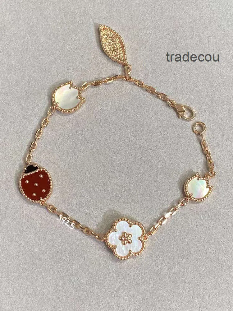 Van Clover Jewelry Cleef Bracelet trèfle à quatre feuilles Bracelet coccinelle sept étoiles plaqué argent sterling 925 or 18 carats Lucky Ladybug Five Flower Brac