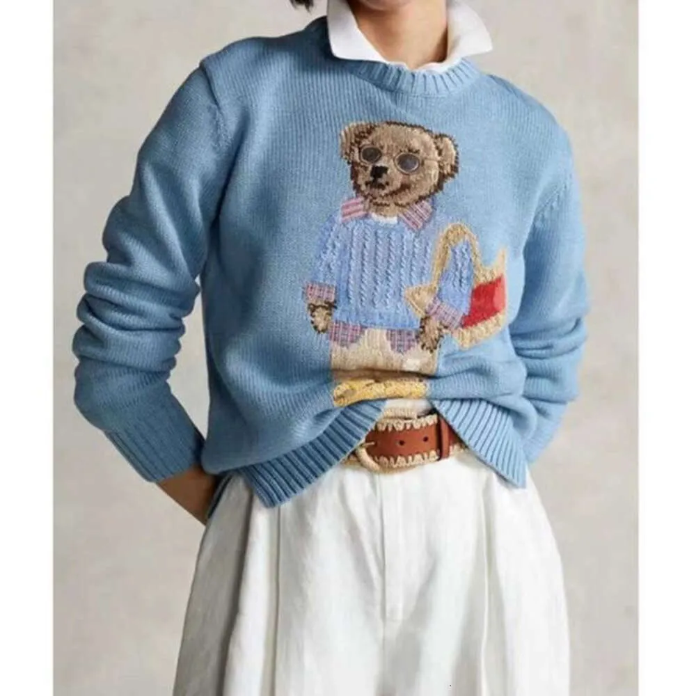 Pulls pour hommes 2023 Nouveau dessin animé RL Bear Pull Femmes Automne Hiver Broderie Pull à manches longues Pull tricoté Pull en laine de coton 373