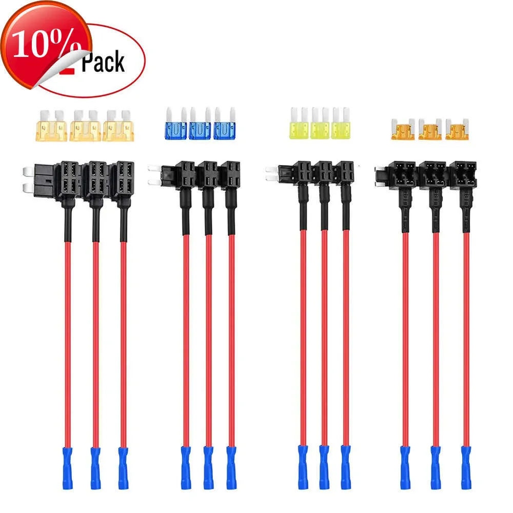 새로운 12pack 12V 자동차 추가 회로 퓨즈 브레이크 아웃 ATOATC ATM APM 4 유형 퓨즈 홀더 퓨즈 브레이크 아웃 전기 공급 장치