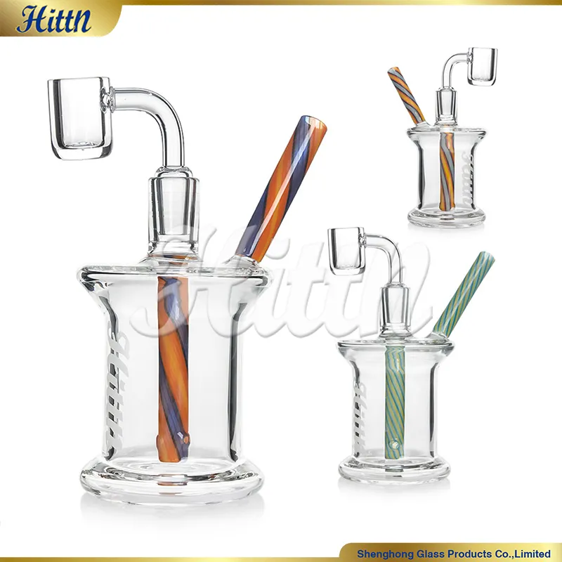 Hittn 5.5 Inches Mini Dab Rig Oil Rig Glass Bong American Color Smoking Water Pipe with 14mm Quartz Banger Accessories Mixed Colors 2024 New