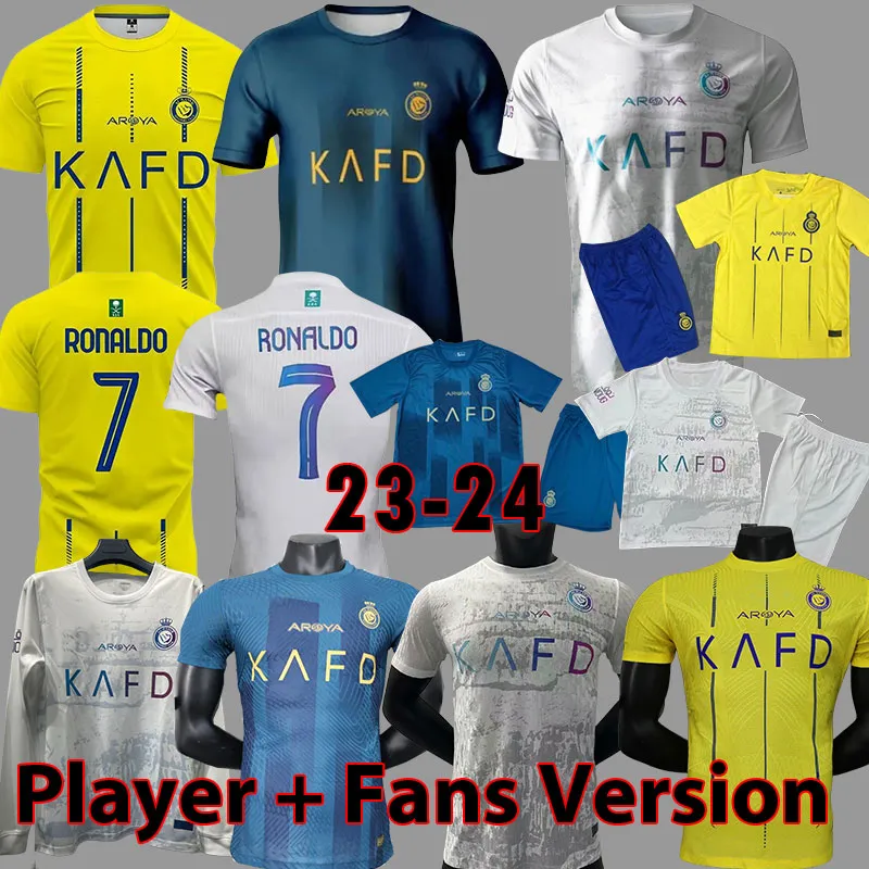 23 24 Al Nassr FC 축구 유니폼 호날두 훈련 2023 2024 홈 3 차 긴 슬리브 CR7 Gonzalo Ghislain Vincent Aboubakar 남자 갈기 키즈 여자 축구 셔츠 al-Nassr