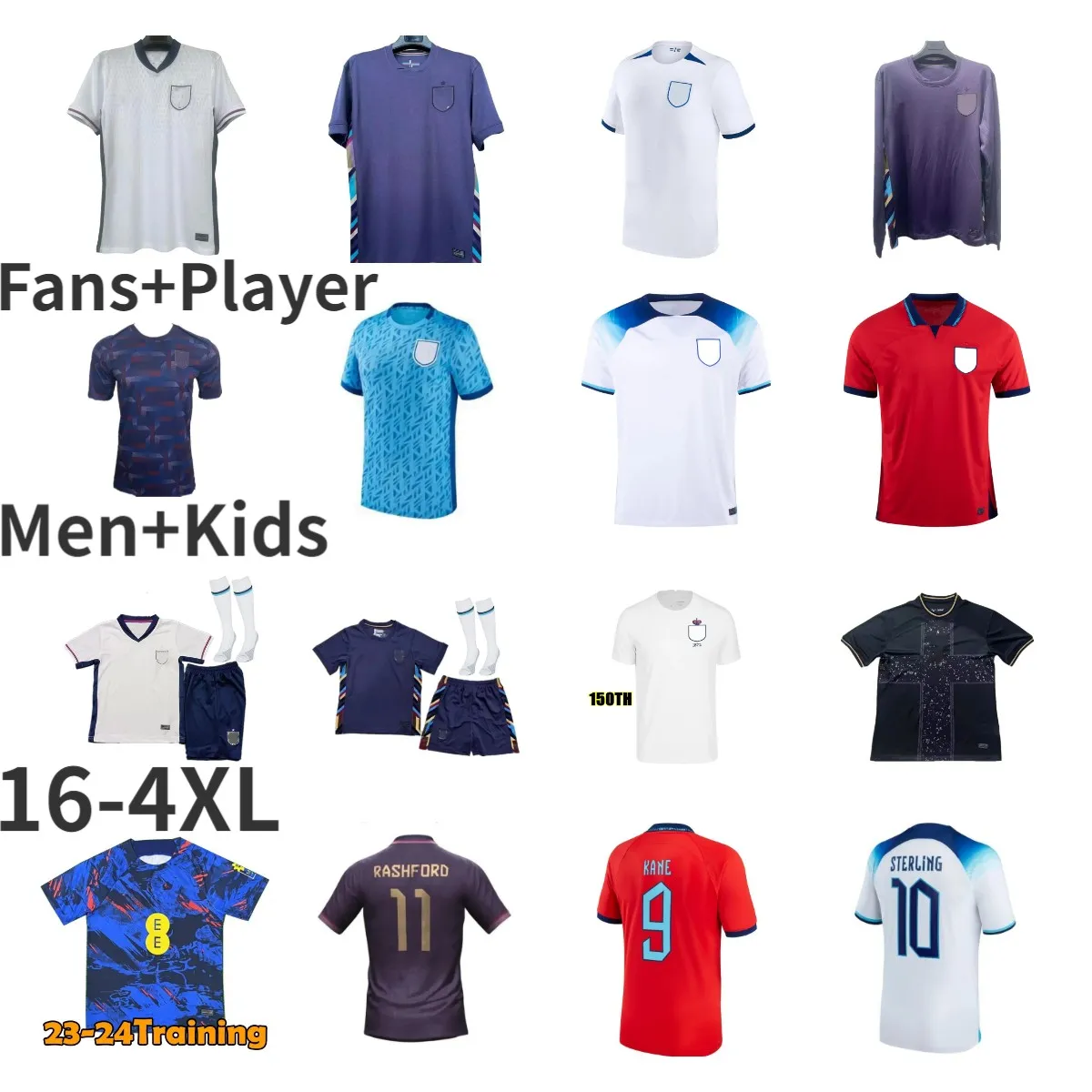 3xl 4xl 2024 Bellingham Kane Soccer Jerseys Sterling Rashford Grealish Mount Foden Saka 23 24 25 Vit Bright Mead Football Shirts Men Kid Kit Englands 150: e uniform