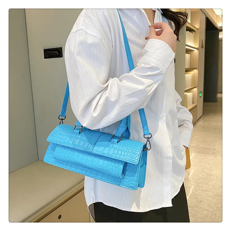 Borsa a tracolla da donna alla moda Nuove borse e borsette Borsa a tracolla con motivo pietra PU di alta qualità per pochette da donna per ascella