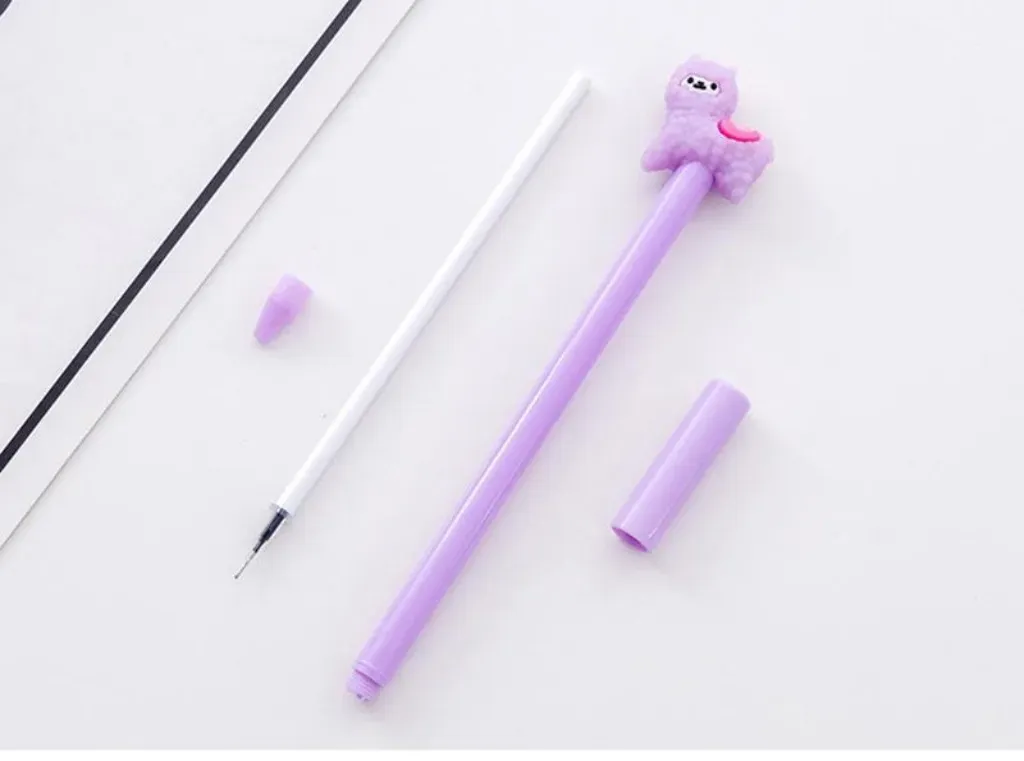 Cartoon alpaca gel pen 0.5mm black children Writing Pen Office Eexamination Limited Office Material School Supplies wholesale Free E-PACK