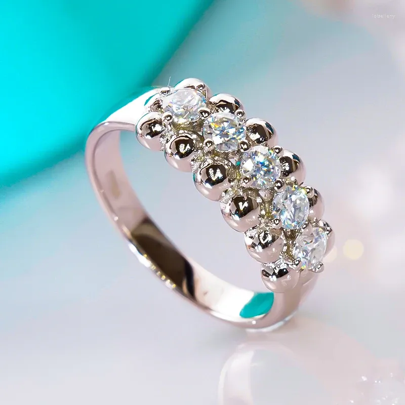 Cluster Ringen Geplatineerd D Kleur Moissanite Met GRA Certificaat Ring Voor Vrouwen S925 Sterling Zilveren Bruiloft Verlovingsband Fijn