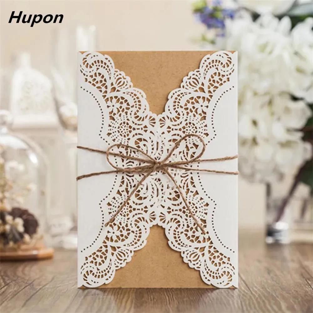50pcs Paper Laser Cut Wedding Invitations Card Kits with Envelopes Birthday Gift Greeting Cards Wedding Decor Party Supplies 240122