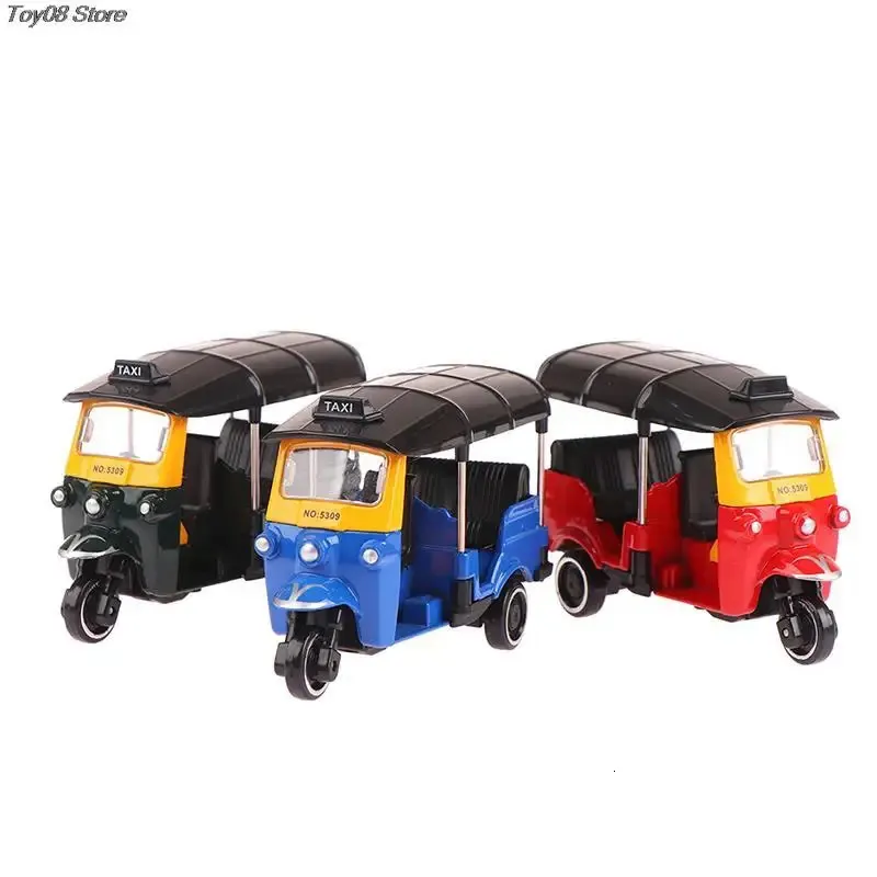 1 legering driewieler retro simulatiemodel driewieler speelgoed Diecast Autorickshaw auto model foto kinderen speelgoed 240123