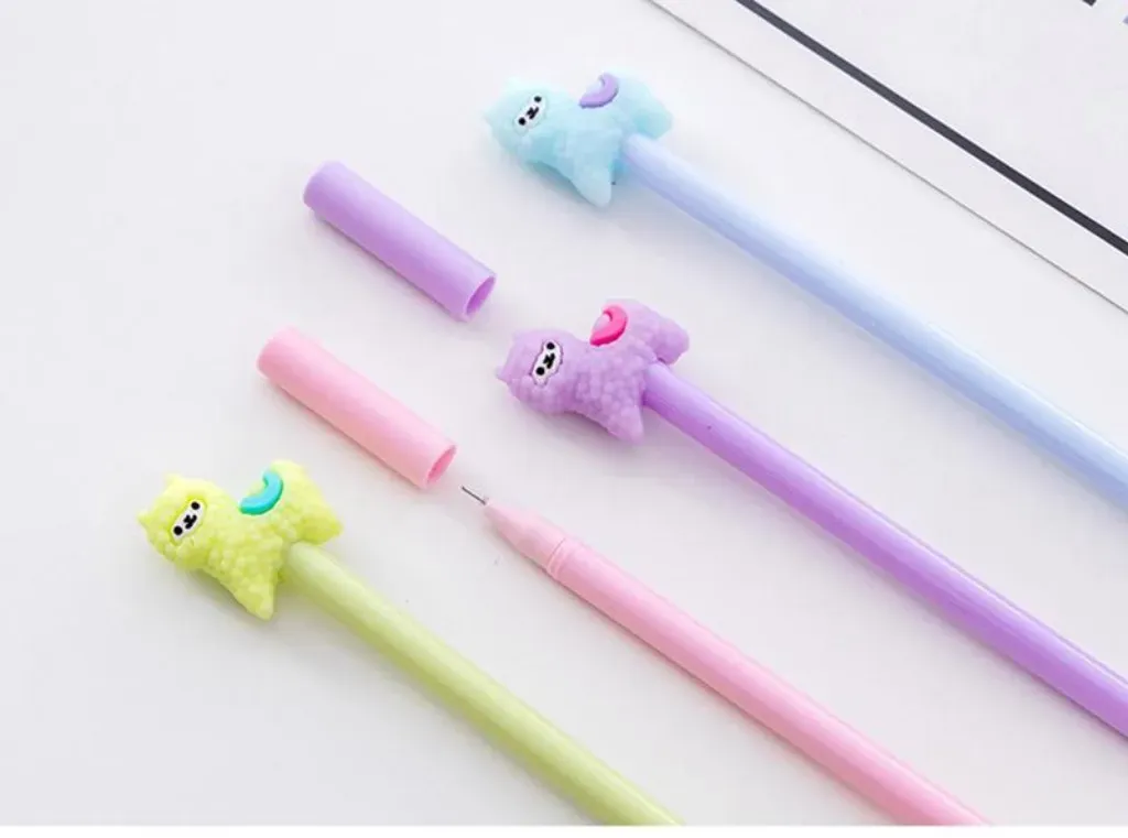 Cartoon alpaca gel pen 0.5mm black children Writing Pen Office Eexamination Limited Office Material School Supplies wholesale Free E-PACK