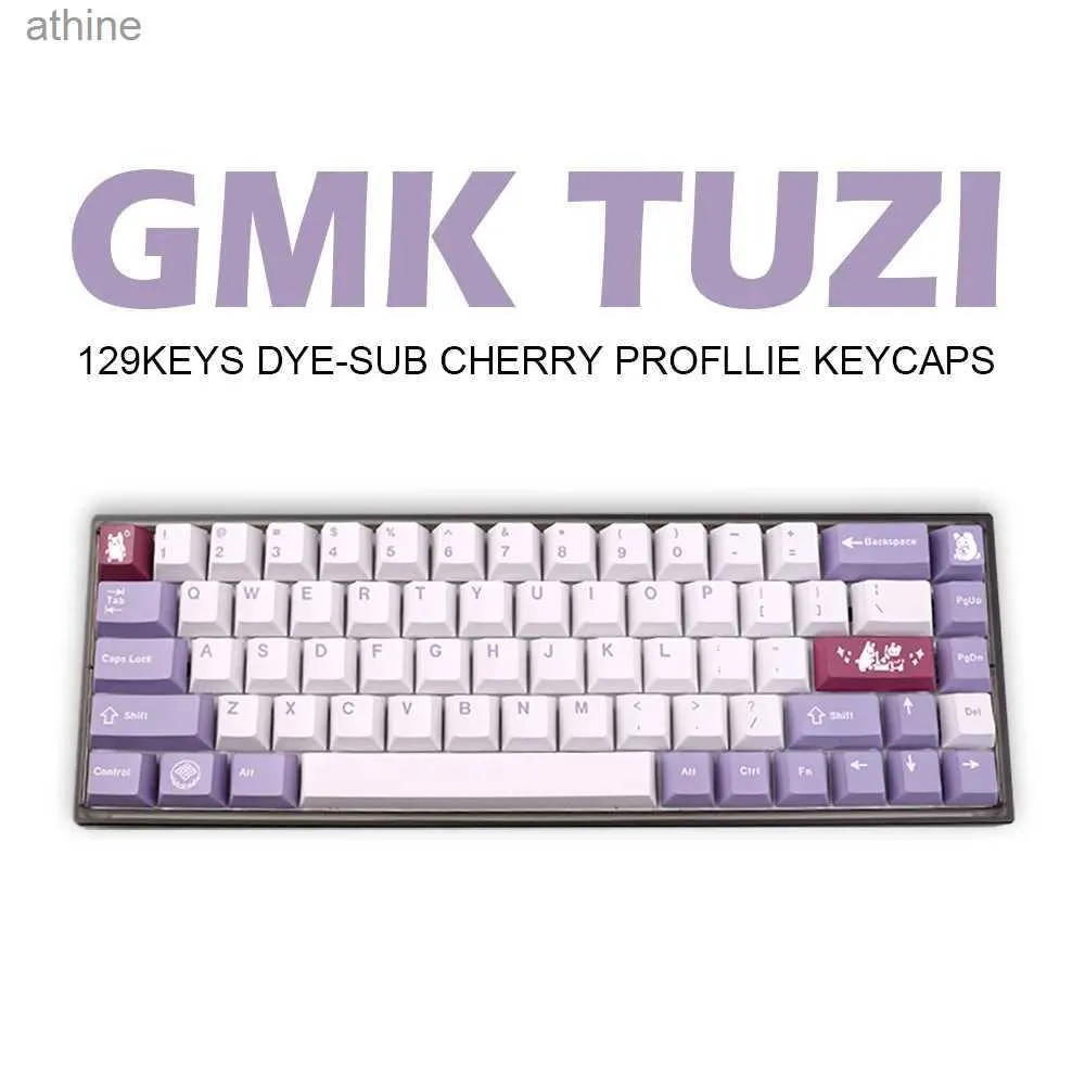 Keyboards Keyboards GMK Tuzi Large Set Cherry Profile PBT Keycap DYE-SUB English Custom Personality Keycaps For Mechanical Keyboard 61/64/68/75 YQ240123